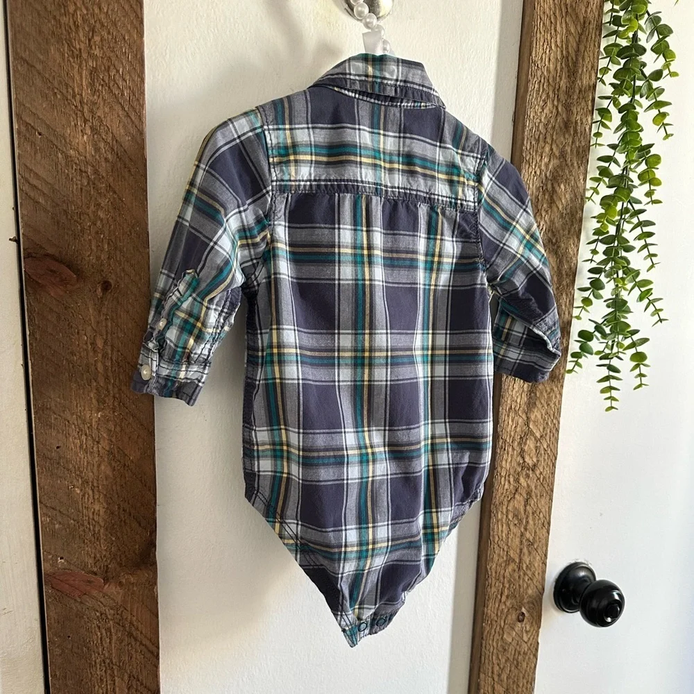OshKosh B’Gosh Rustic Plaid Long-Sleeve Baby Boy Long Sleeve Bodysuit Shirt 12M